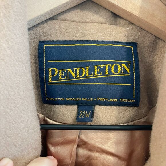 Vintage Pendleton Coat 22W Brown 100% Wool Collared Minimalist Midlength *Flawed - Picture 3 of 15